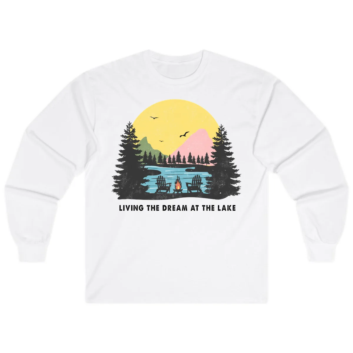 Living The Dream At The Lake Long Sleeve in White