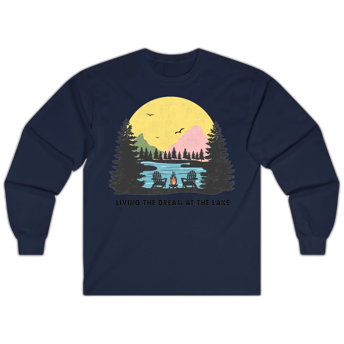 Living The Dream At The Lake Long Sleeve in Navy