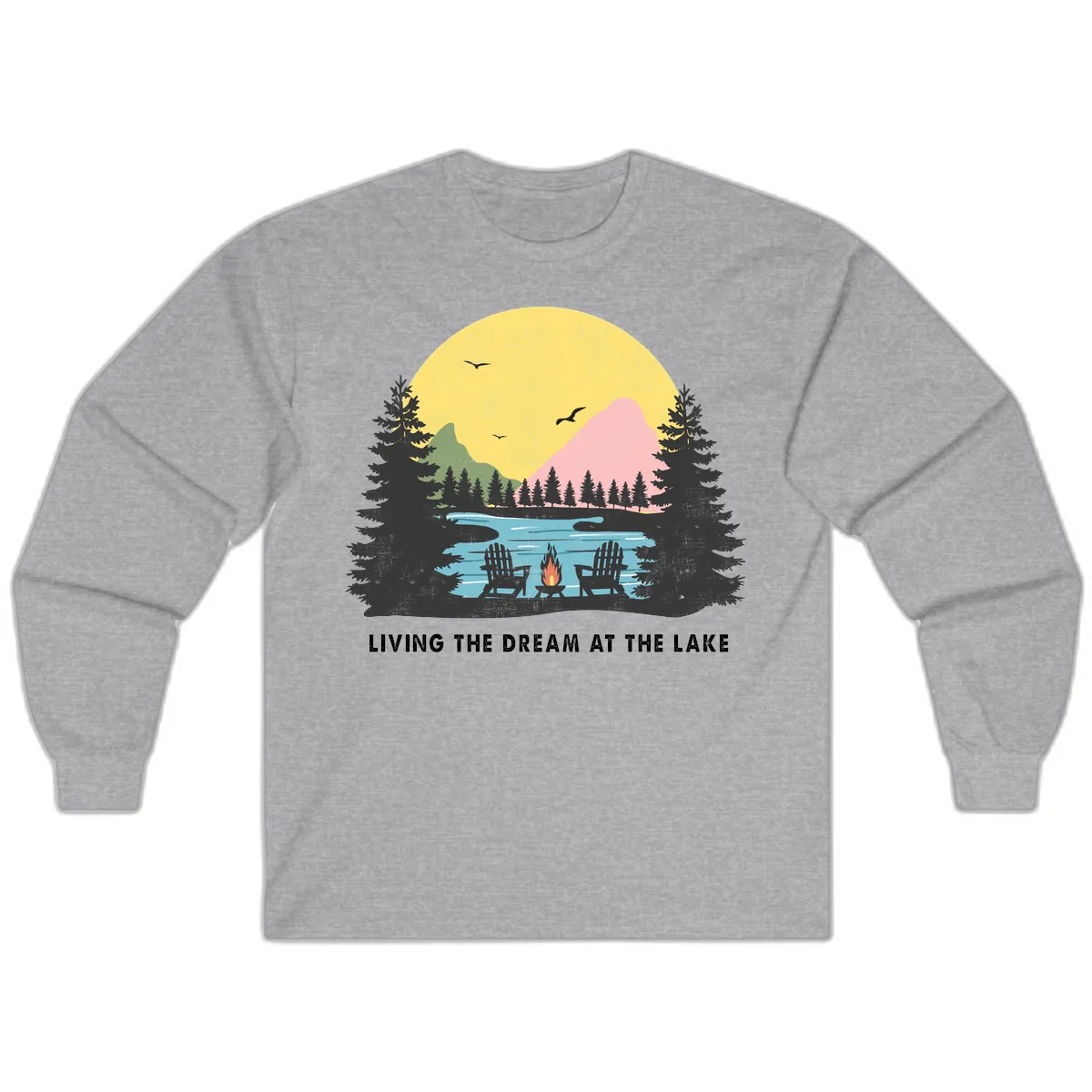 Living The Dream At The Lake Long Sleeve in Sport Grey
