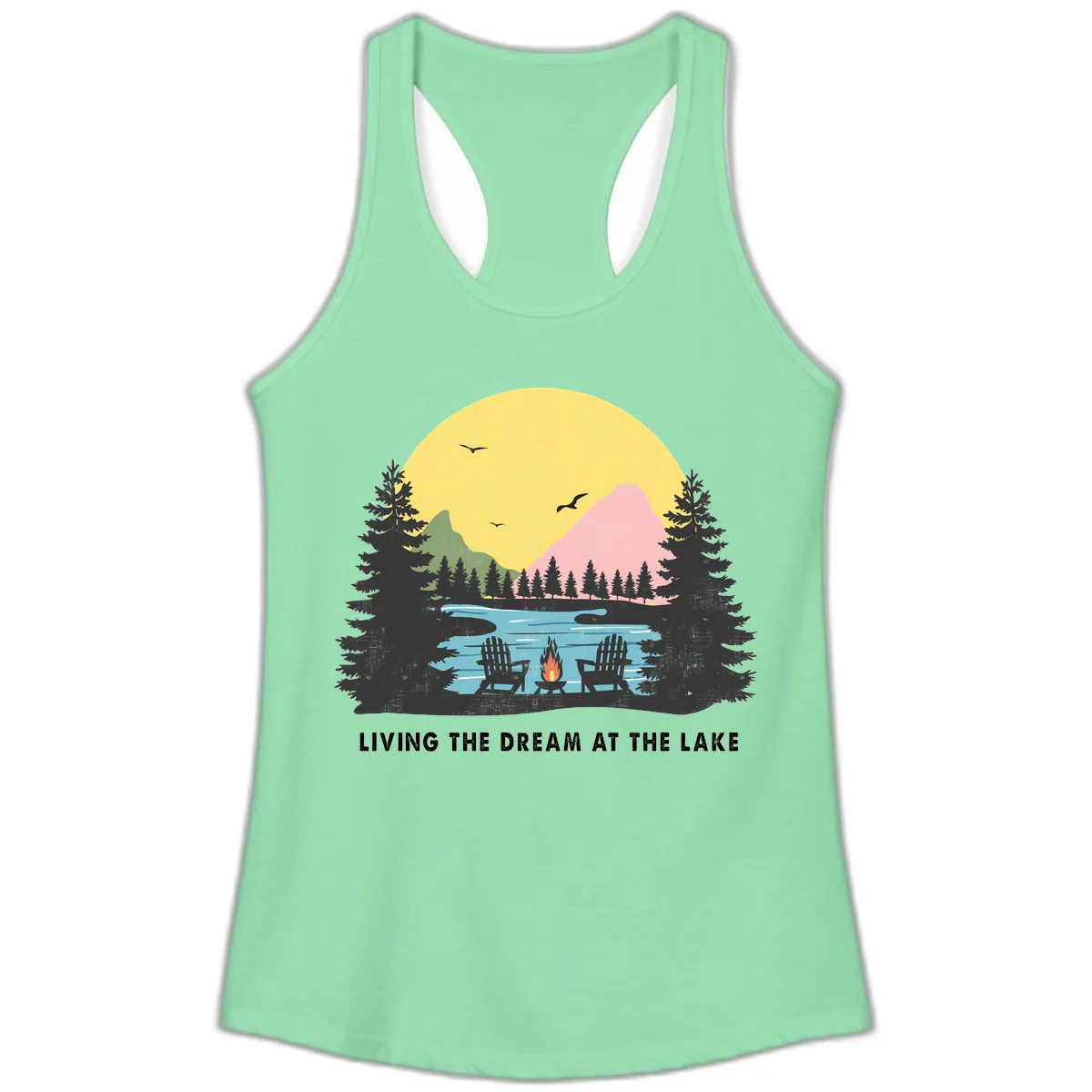 Living The Dream At The Lake Ladies Tank in Solid Mint