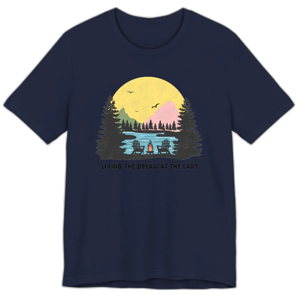 Living The Dream At The Lake Premium T-Shirt in Navy