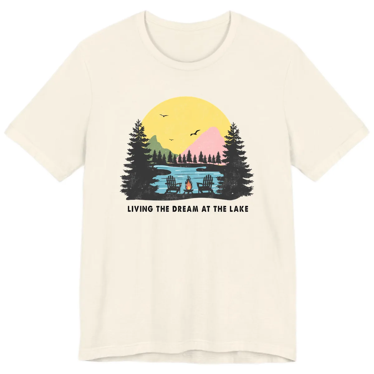 Living The Dream At The Lake Premium T-Shirt in Natural