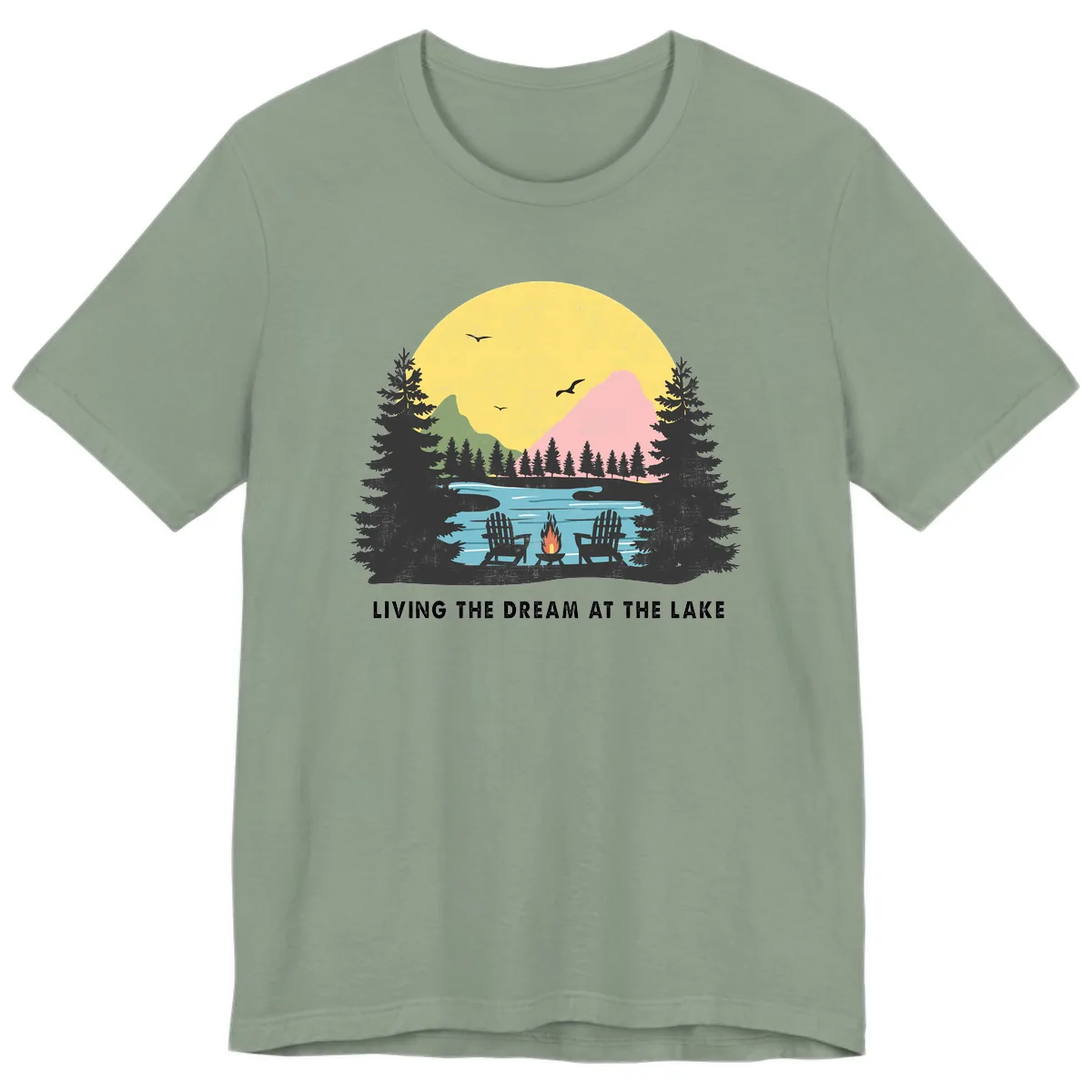 Living The Dream At The Lake Premium T-Shirt in Sage