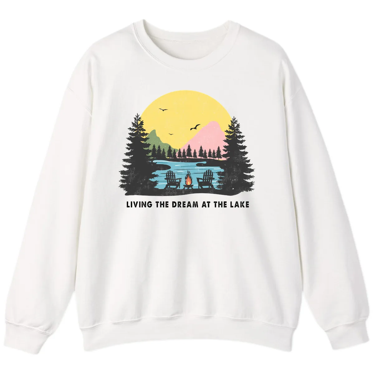 Living The Dream At The Lake Sweatshirt in White