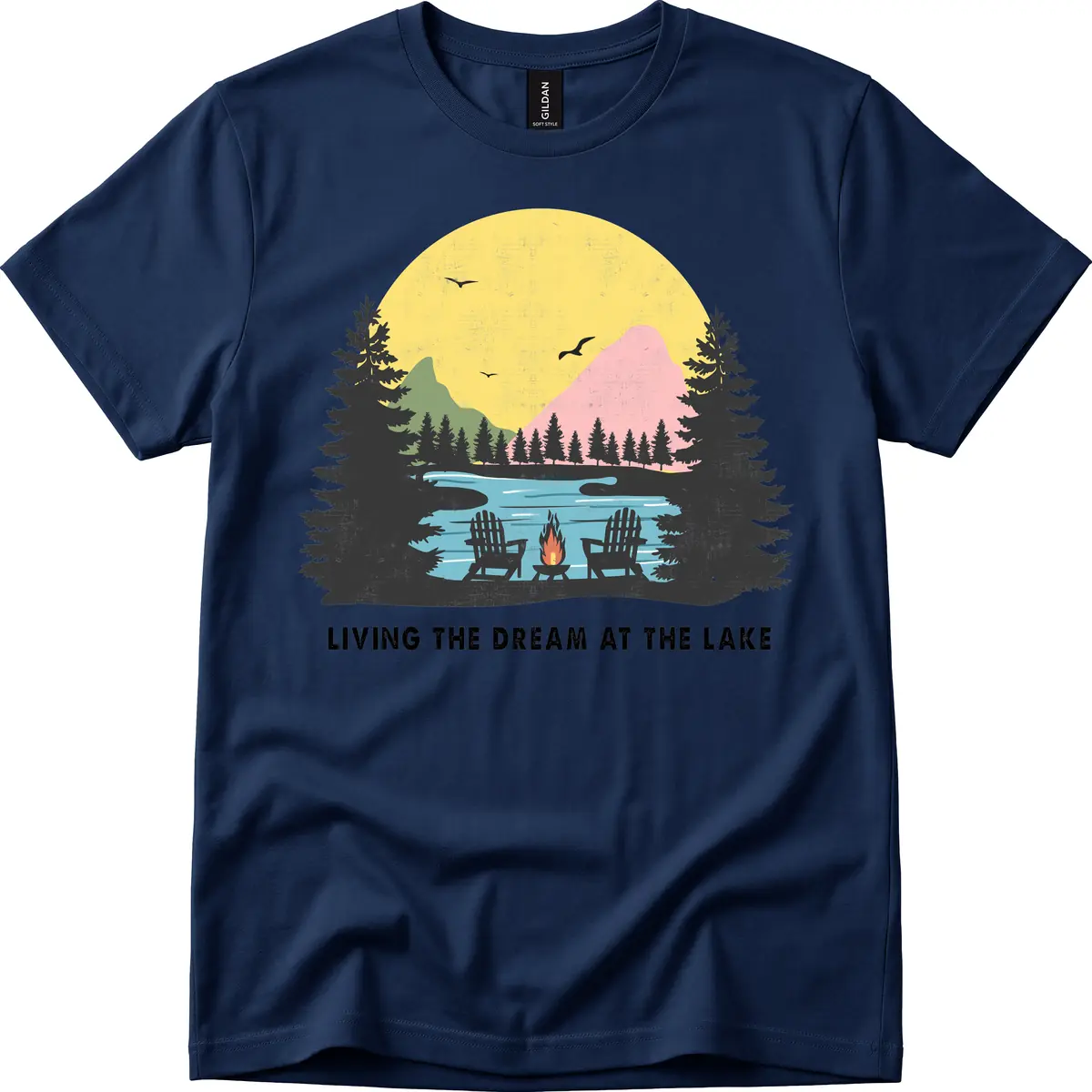 Living The Dream At The Lake T-Shirt in Navy
