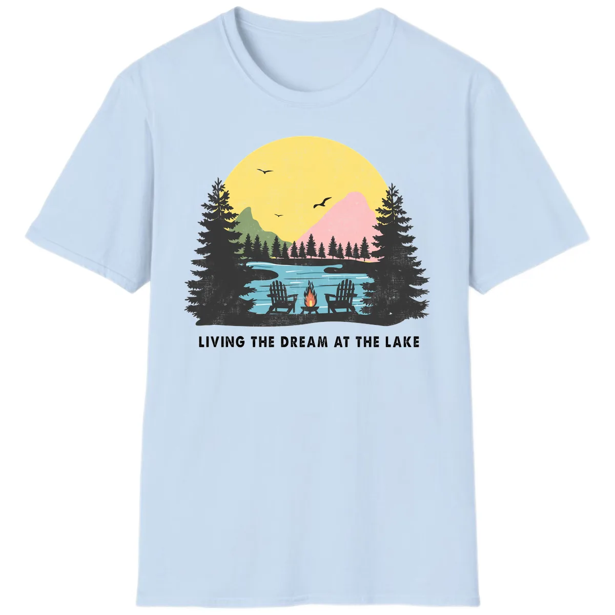 Living The Dream At The Lake T-Shirt in Light Blue