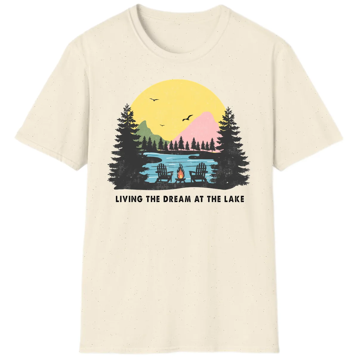 Living The Dream At The Lake T-Shirt in Natural