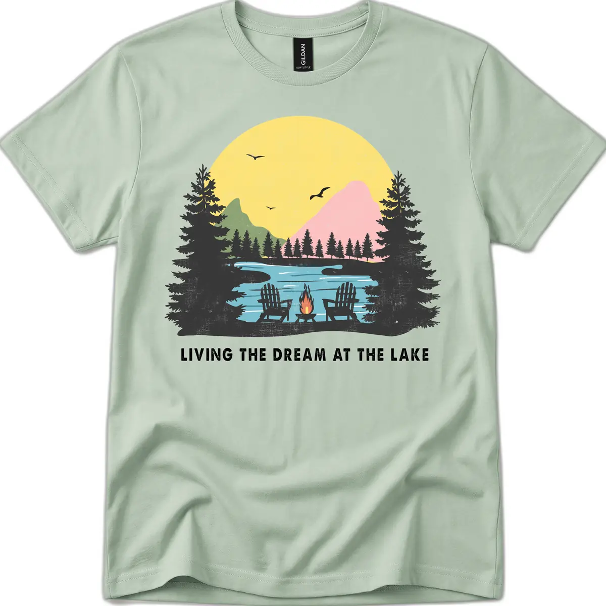 Living The Dream At The Lake T-Shirt in Sage