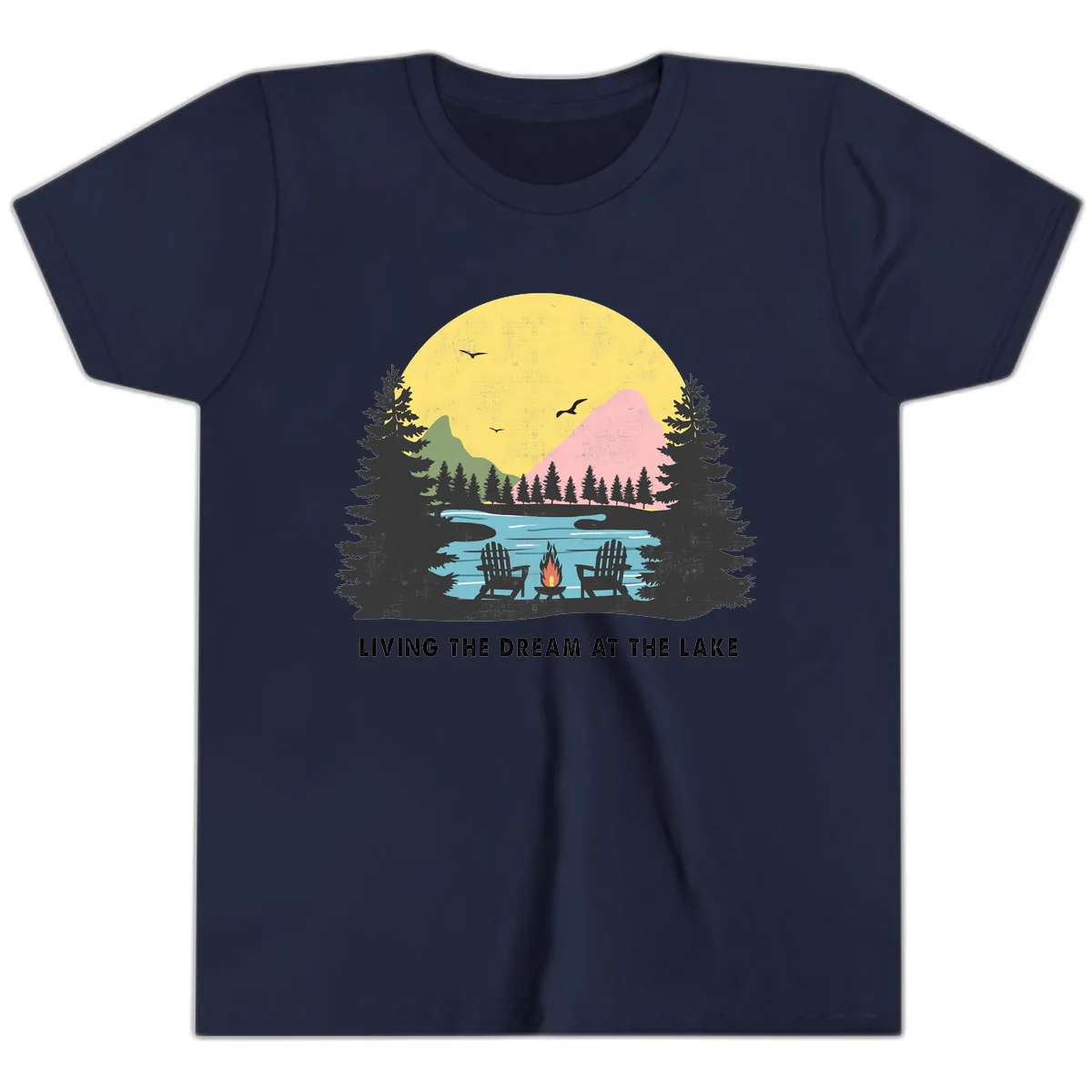 Living The Dream At The Lake Youth T-Shirt in Navy