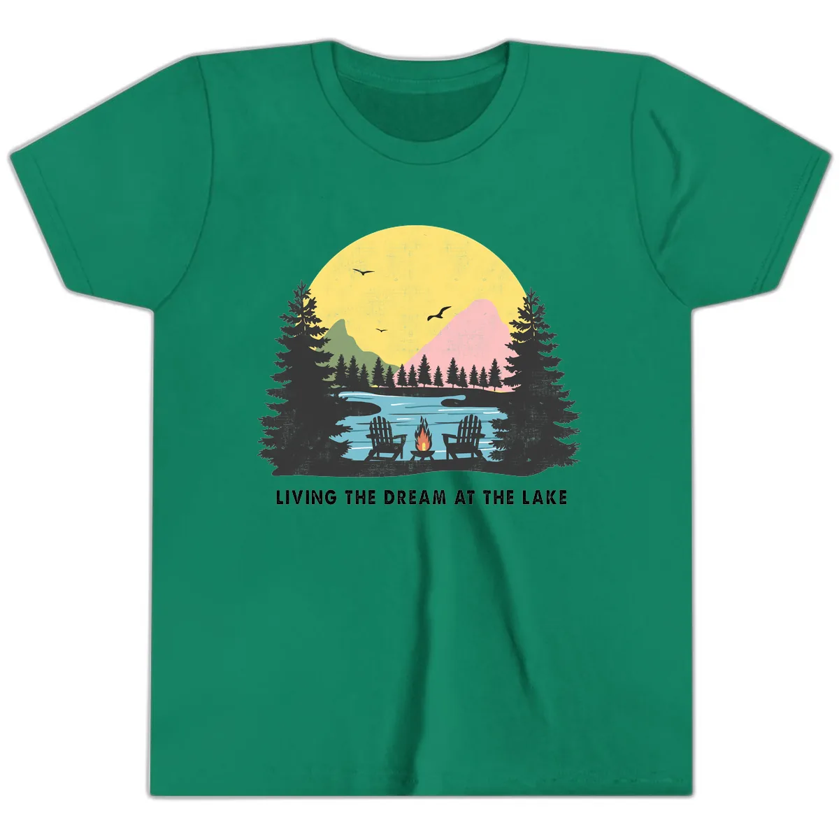Living The Dream At The Lake Youth T-Shirt in Kelly