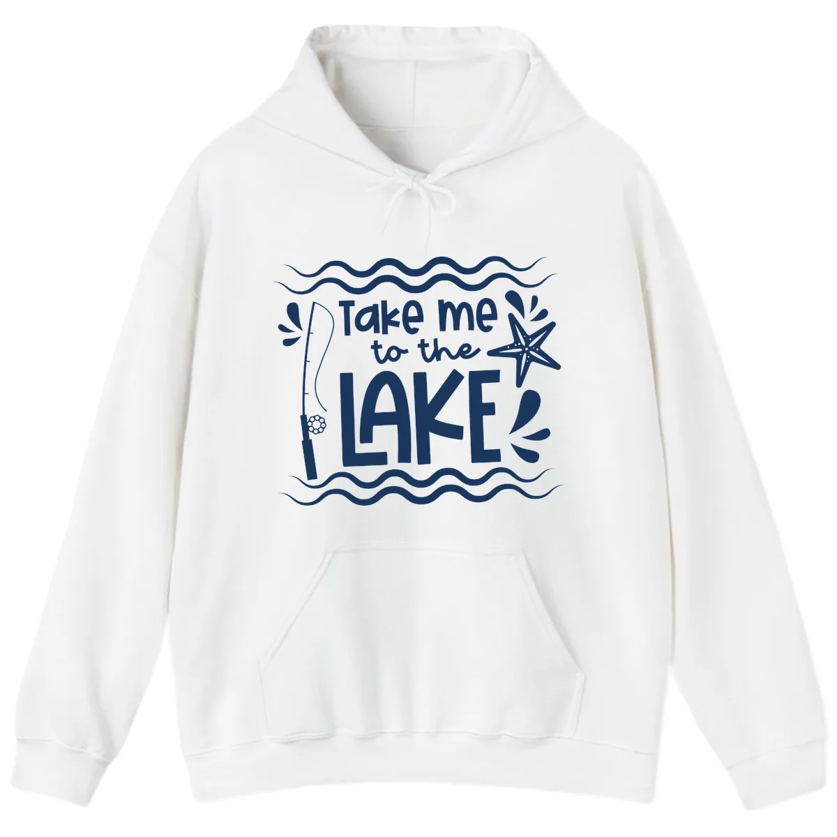 Take Me To The Lake Design Hoodie in White
