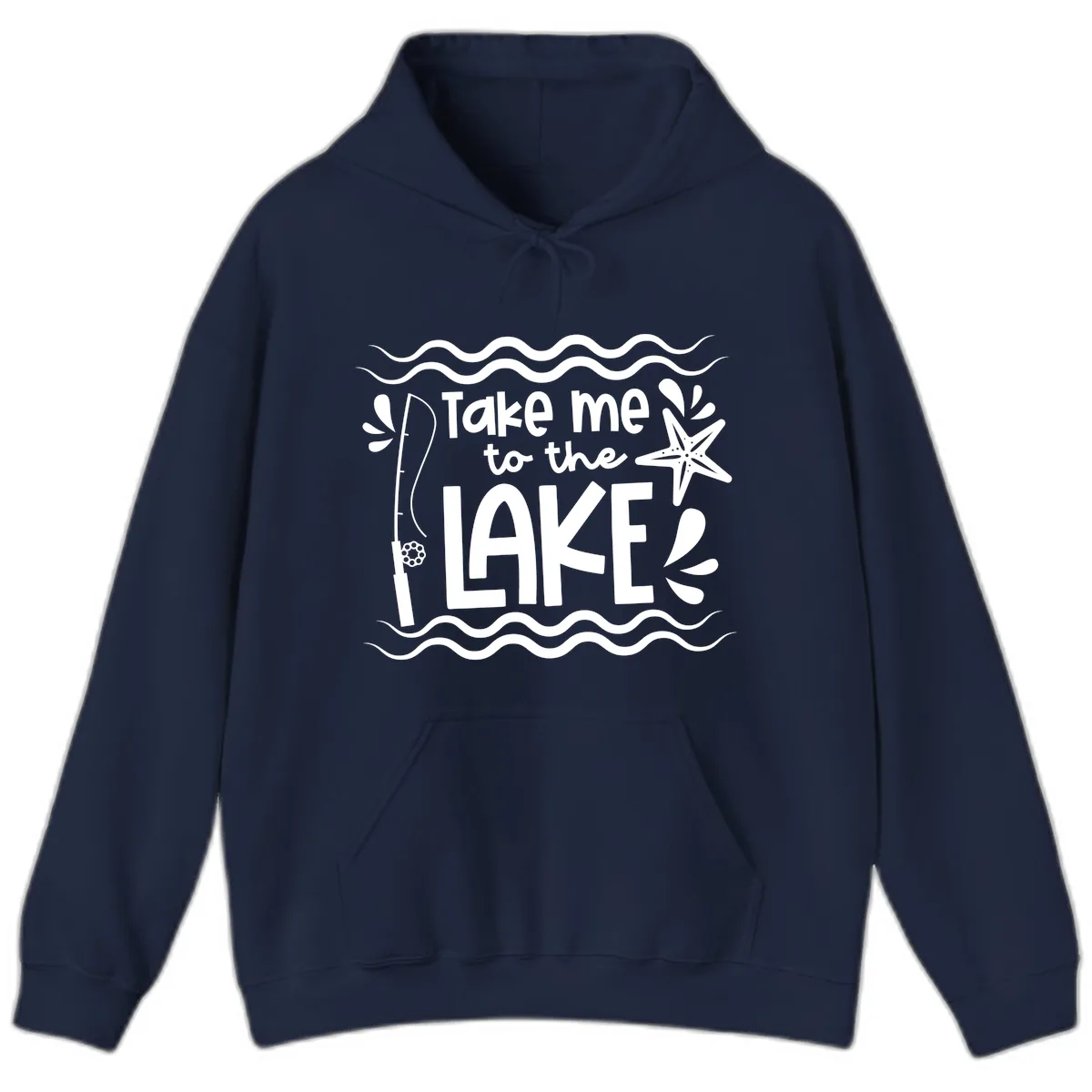Take Me To The Lake Design Hoodie in Navy