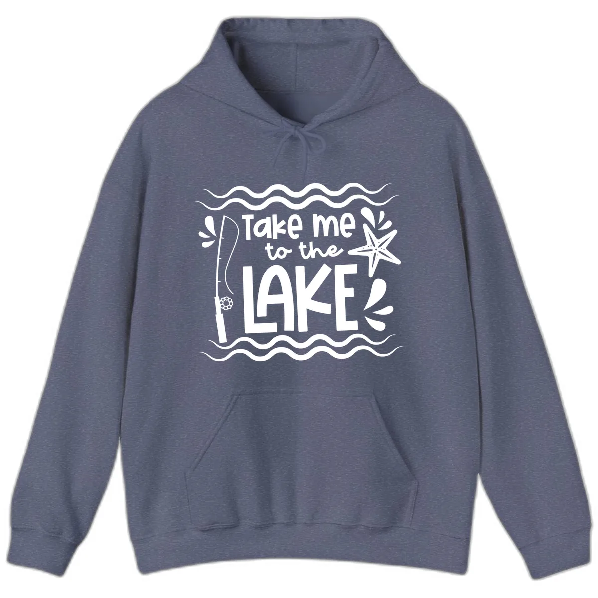 Take Me To The Lake Design Hoodie in Heather Navy