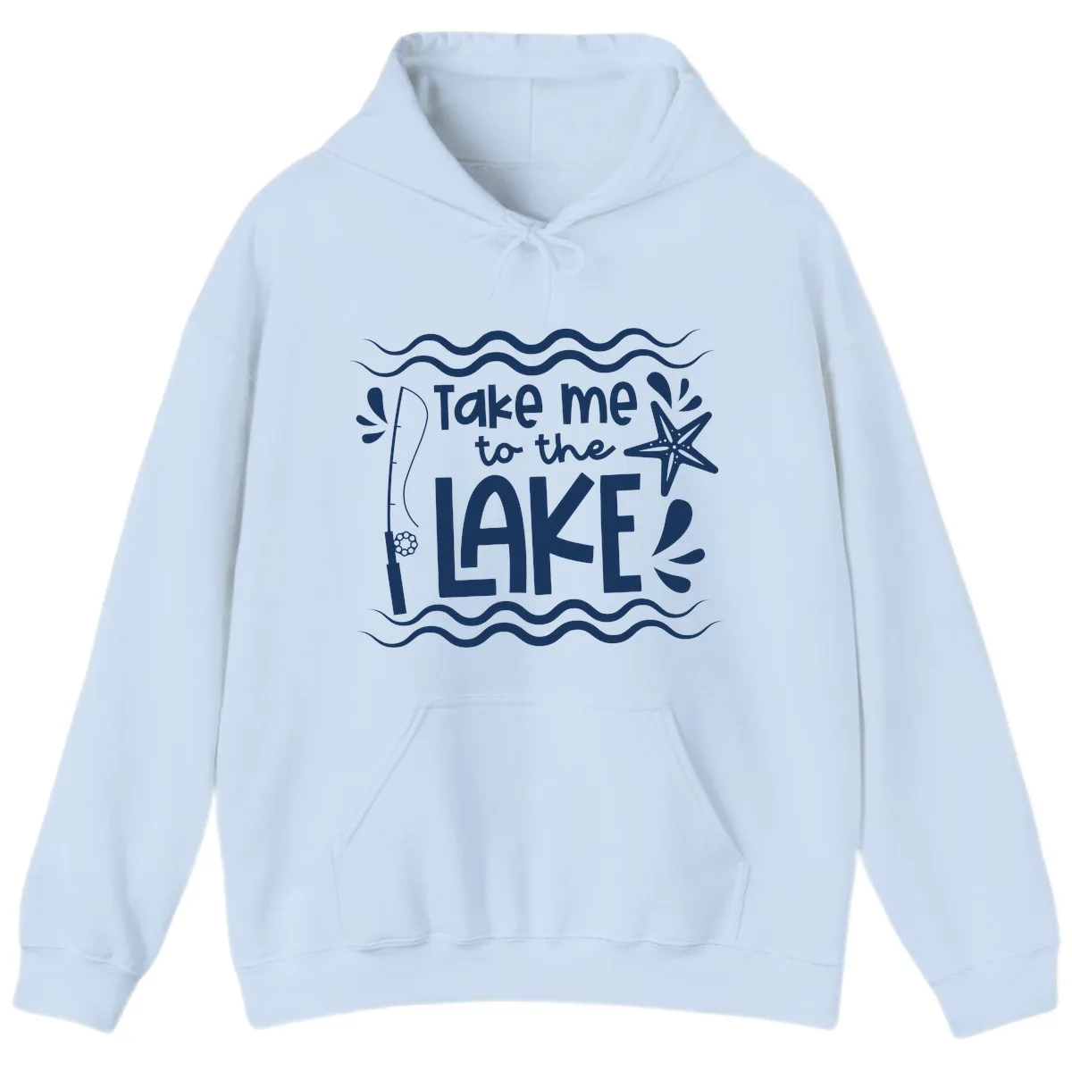 Take Me To The Lake Design Hoodie in Light Blue
