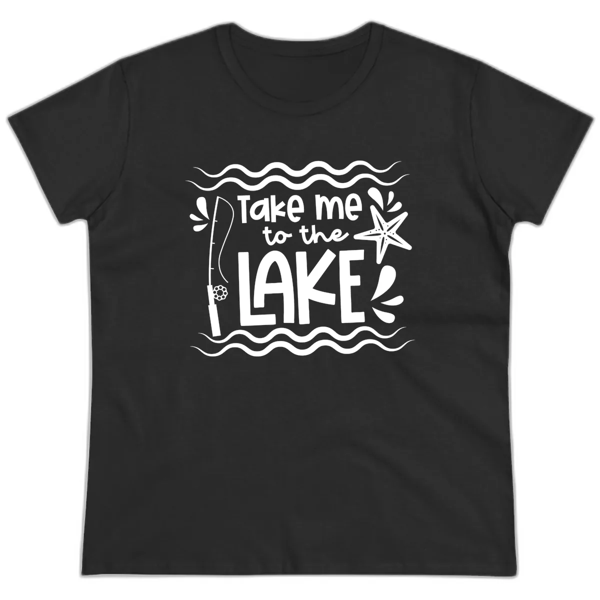 Take Me To The Lake Design Ladies Tee in Black