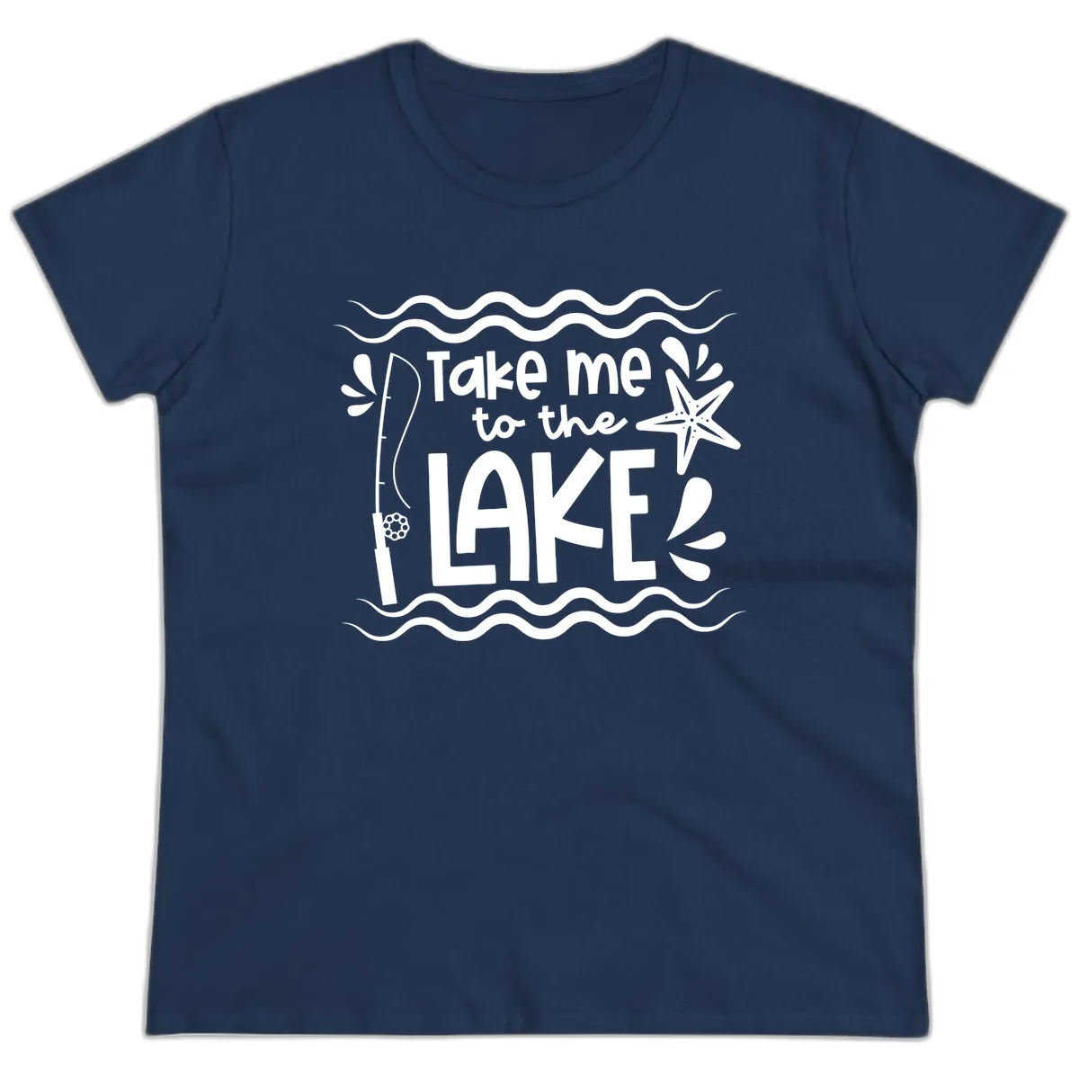 Take Me To The Lake Design Ladies Tee in Navy