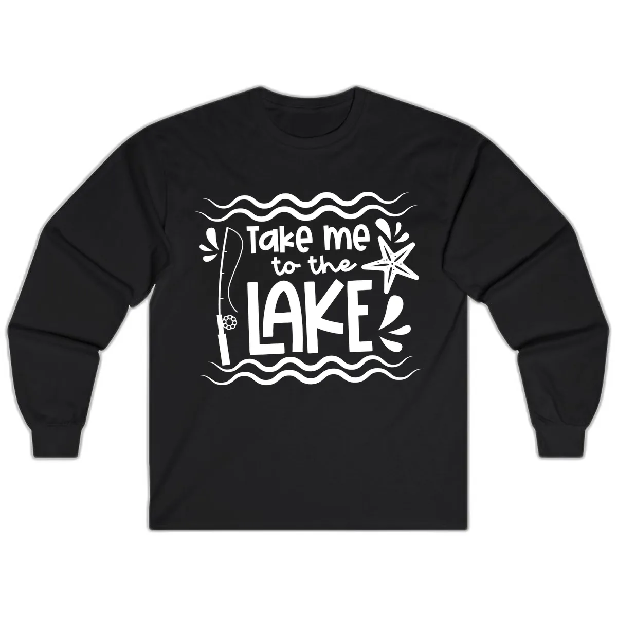 Take Me To The Lake Design Long Sleeve in Black