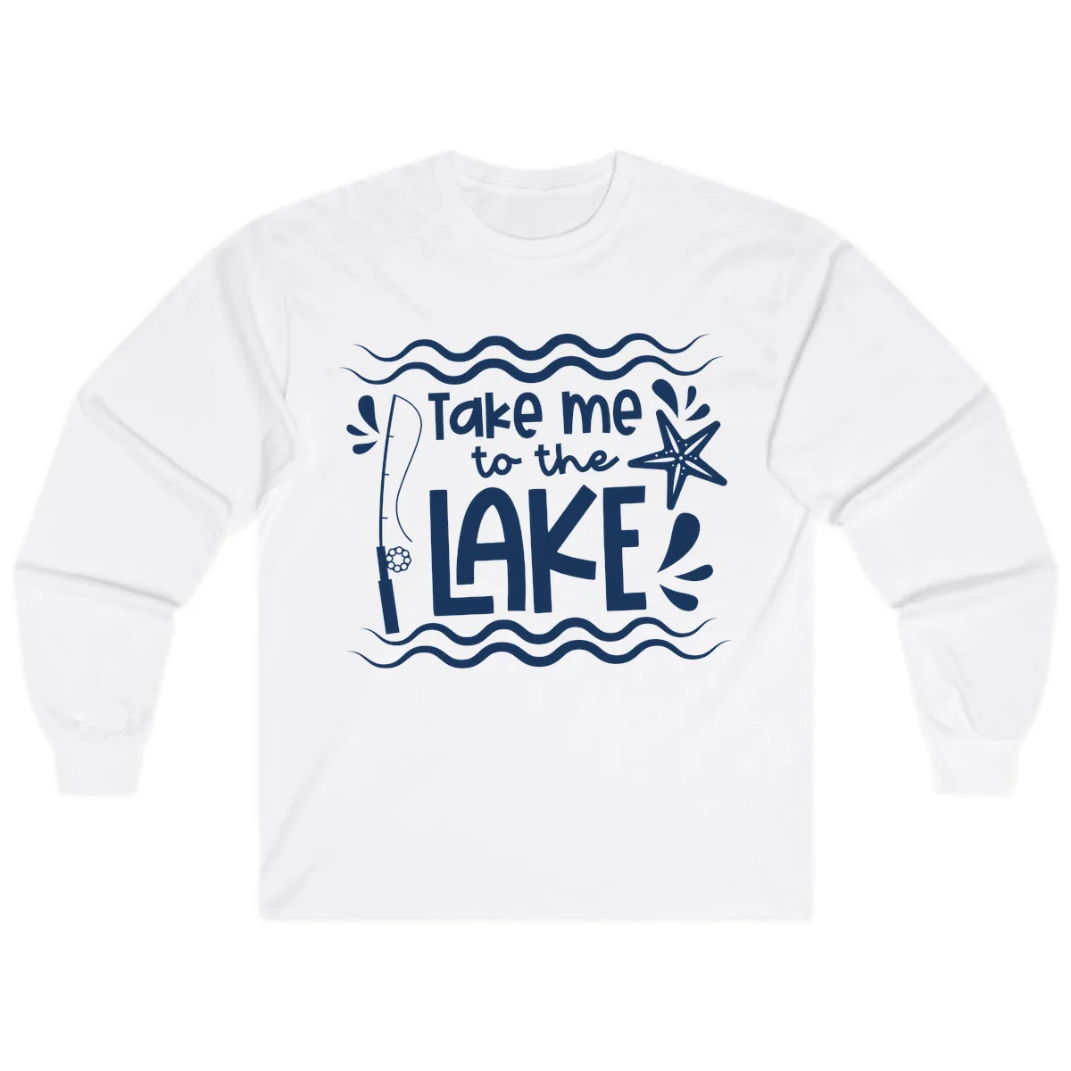 Take Me To The Lake Design Long Sleeve in White