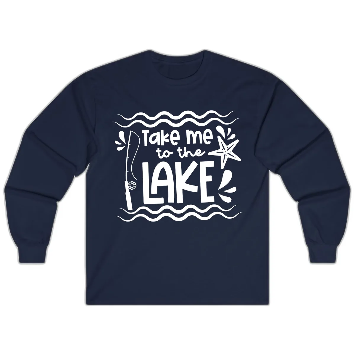 Take Me To The Lake Design Long Sleeve in Navy