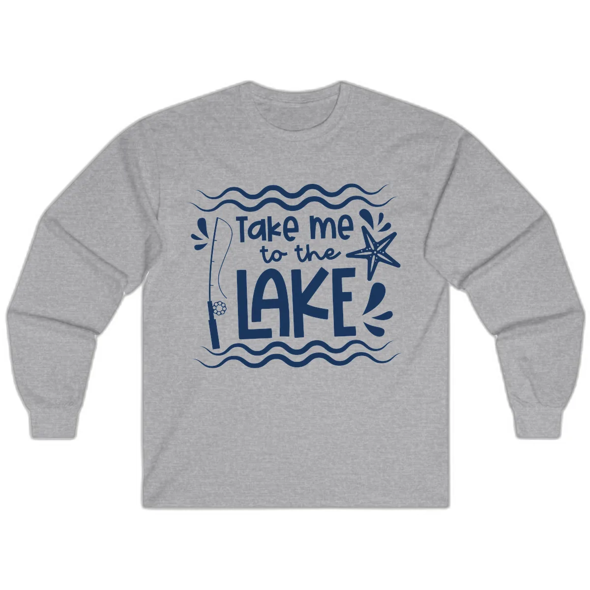 Take Me To The Lake Design Long Sleeve in Sport Grey