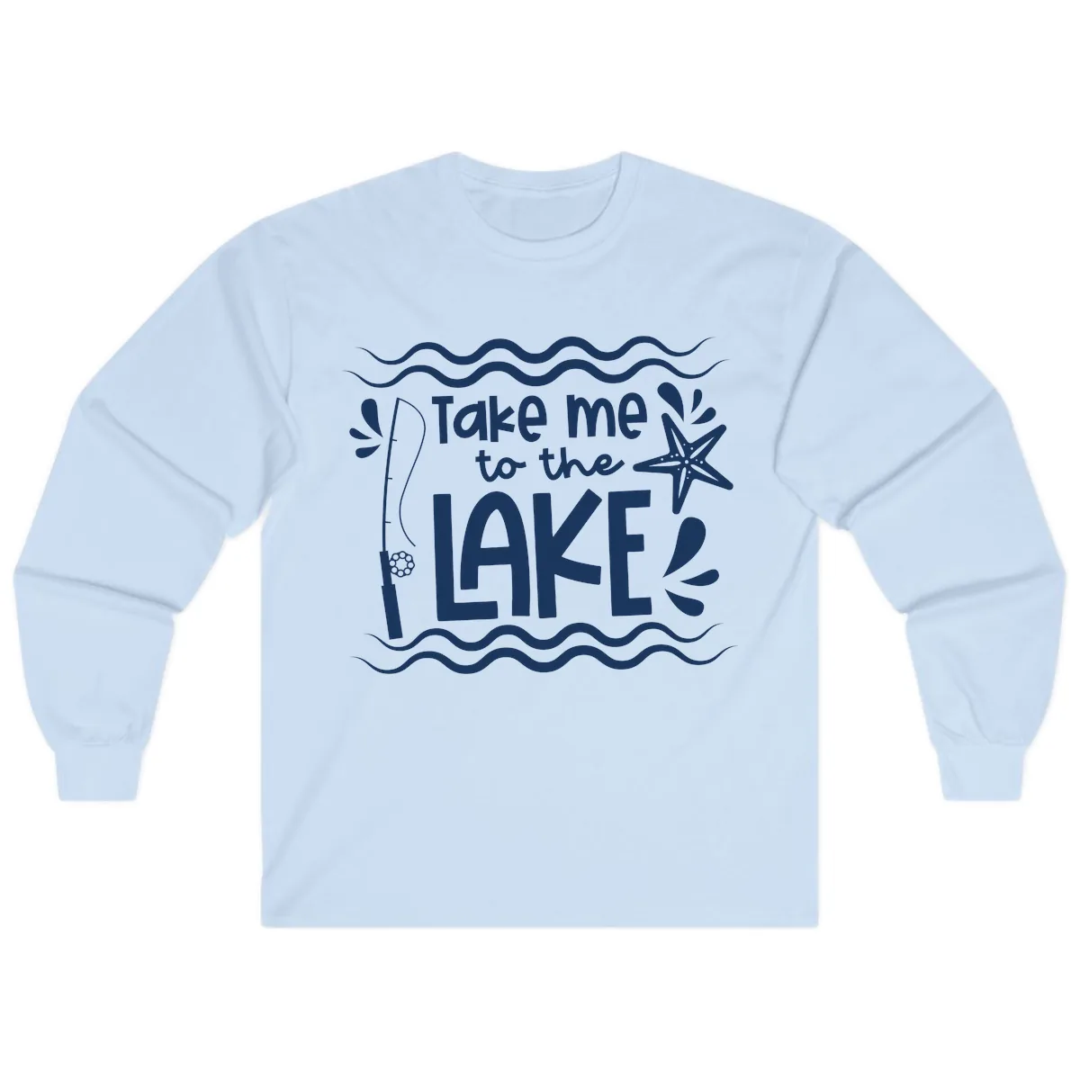 Take Me To The Lake Design Long Sleeve in Light Blue