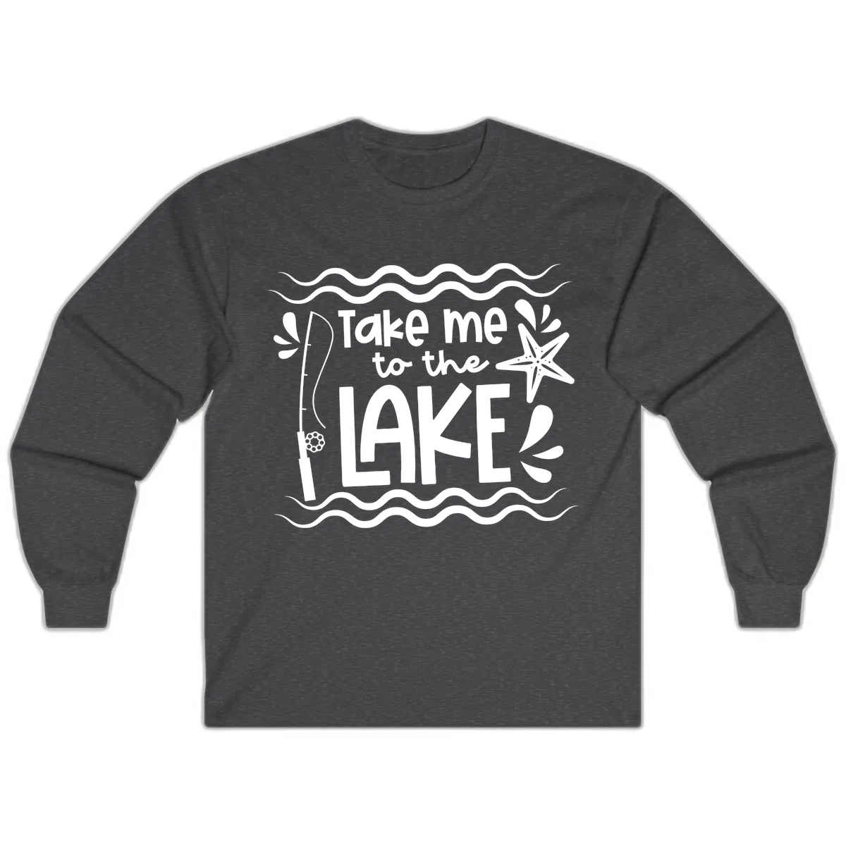 Take Me To The Lake Design Long Sleeve in Dark Heather