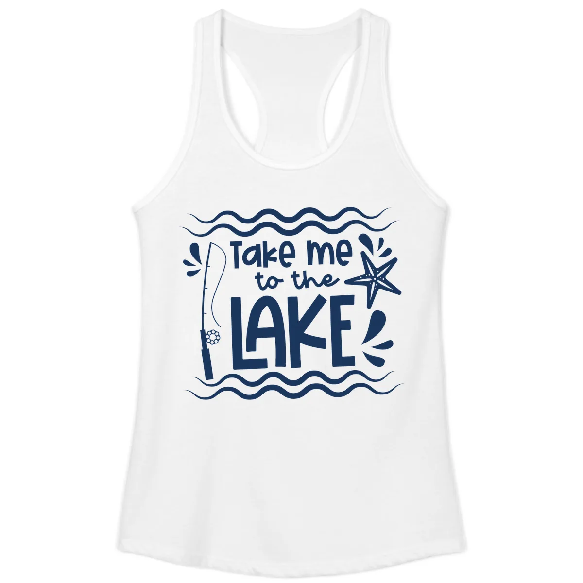Take Me To The Lake Design Ladies Tank in White