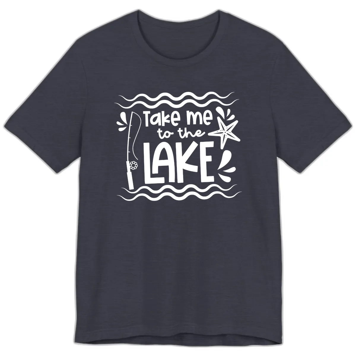 Take Me To The Lake Design Premium T-Shirt in Heather Midnight Navy