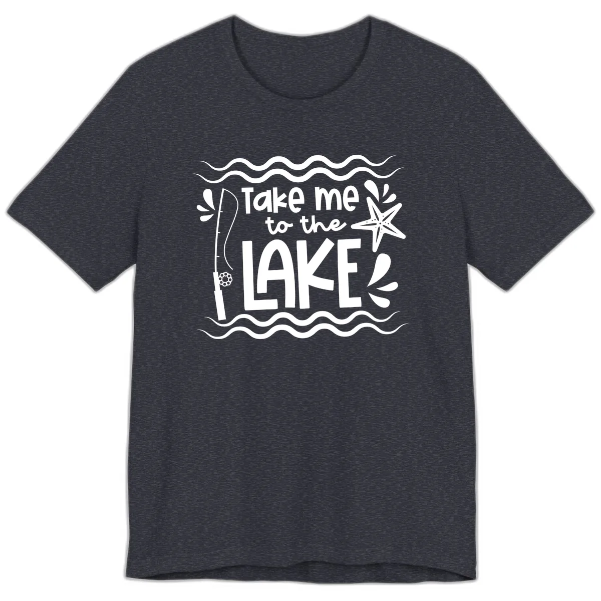Take Me To The Lake Design Premium T-Shirt in Heather Navy