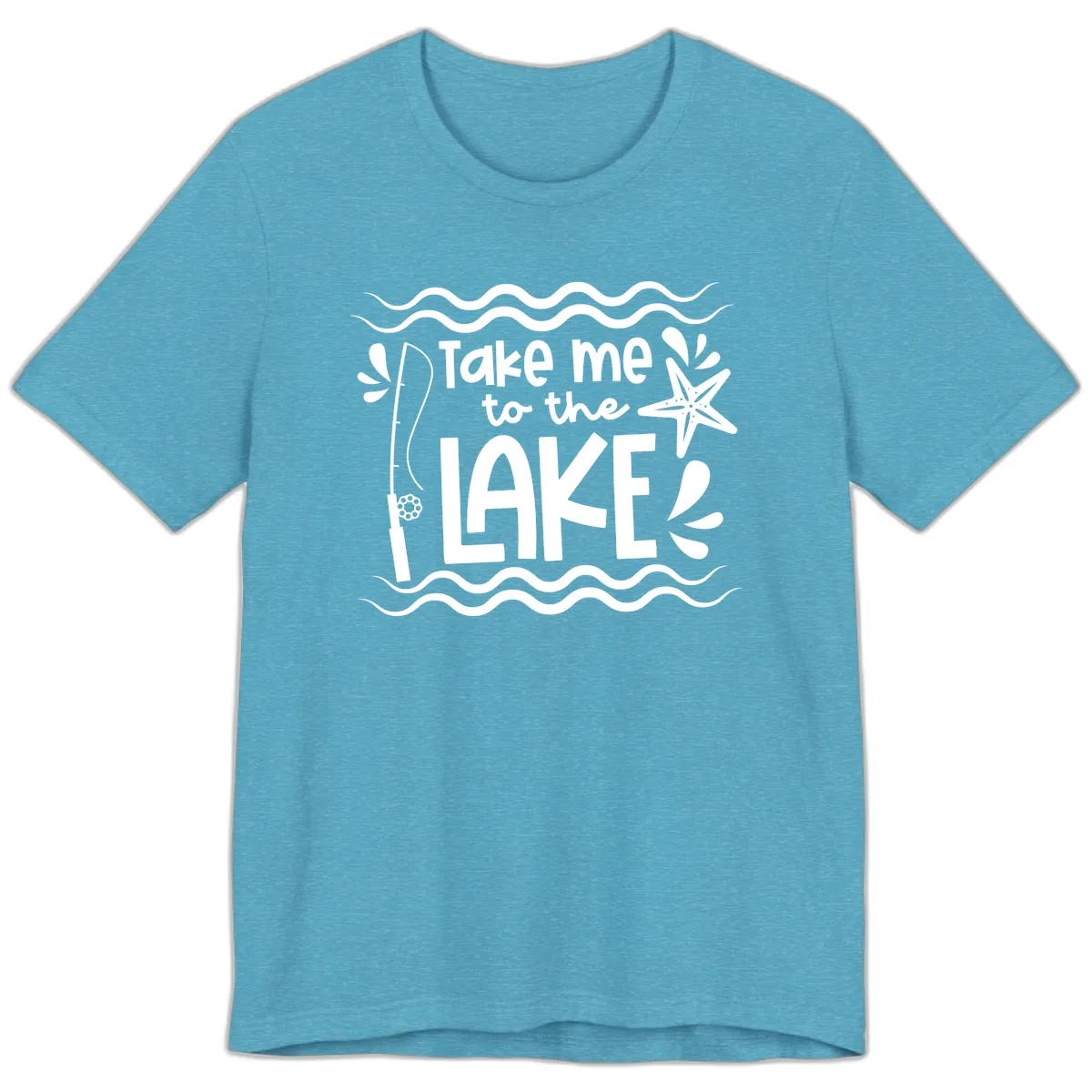 Take Me To The Lake Design Premium T-Shirt in Heather Aqua