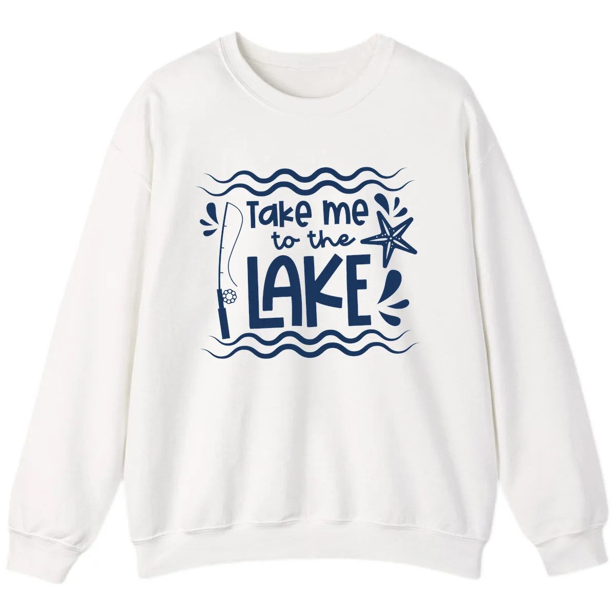 Take Me To The Lake Design Sweatshirt in White