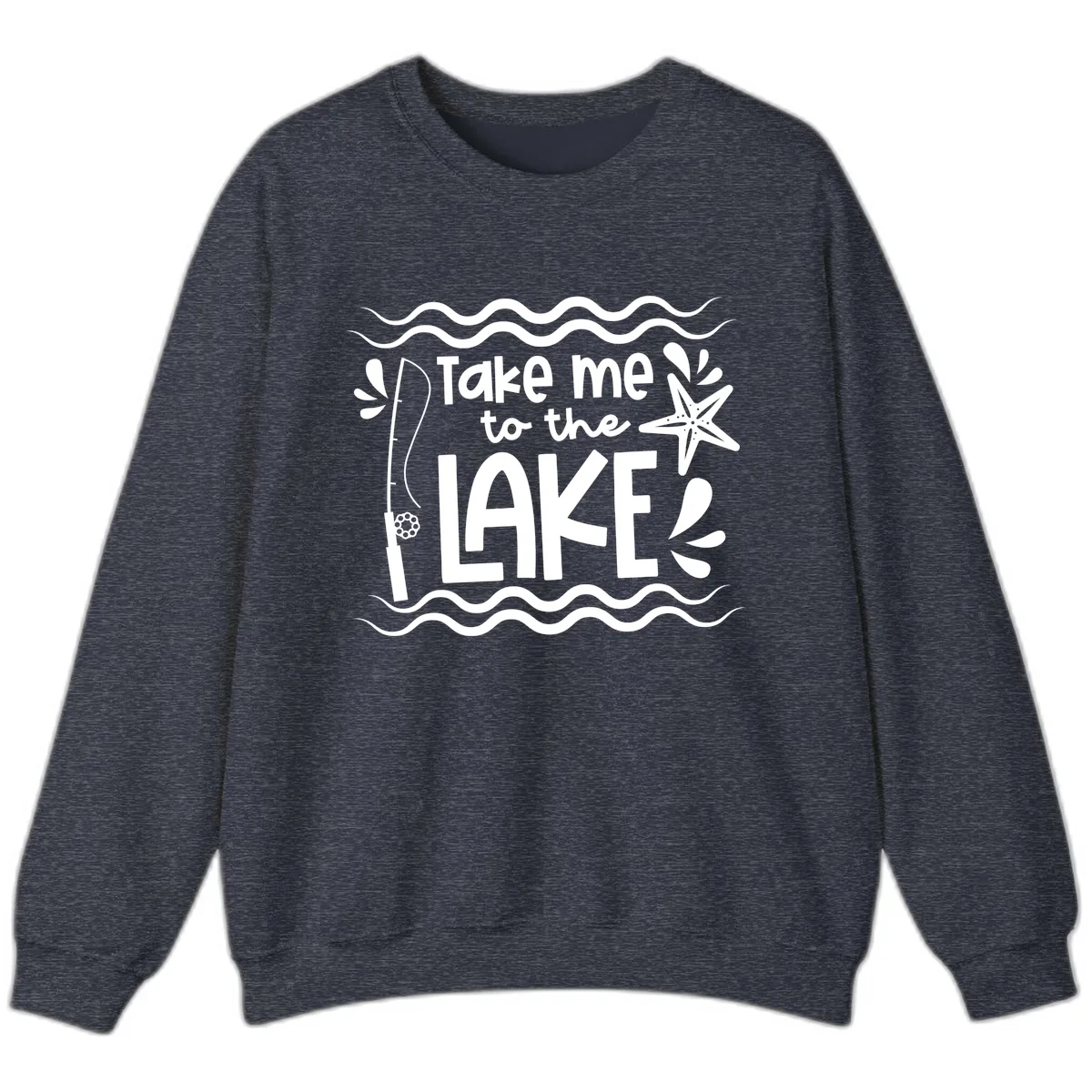 Take Me To The Lake Design Sweatshirt in Heather Sport Dark Navy