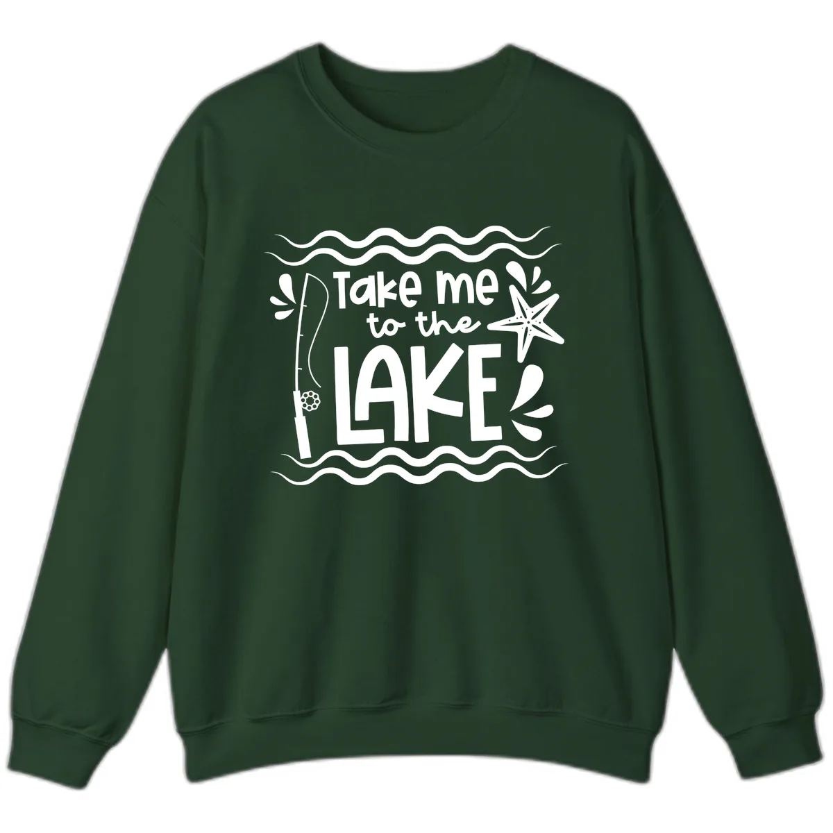 Take Me To The Lake Design Sweatshirt in Forest Green