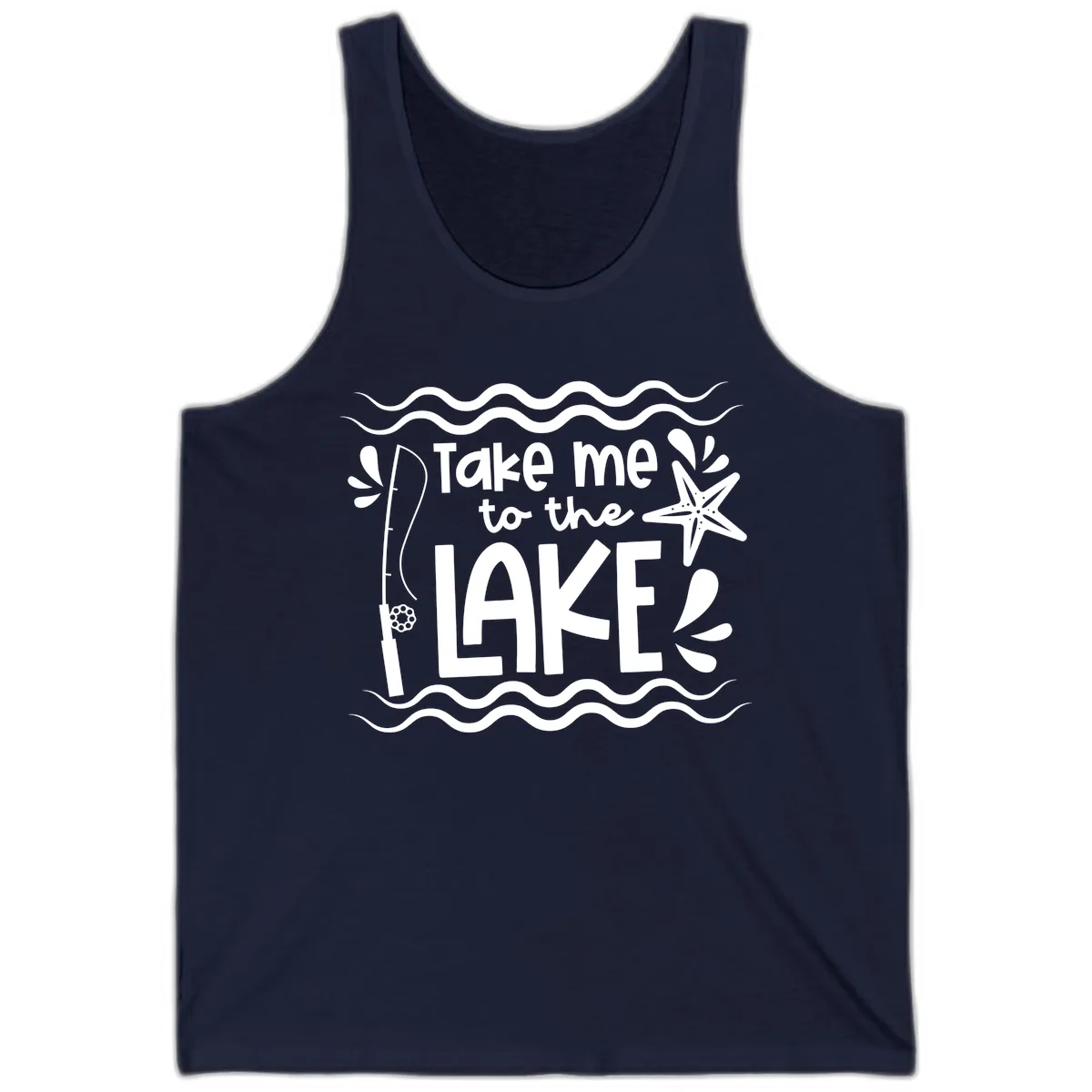 Take Me To The Lake Design Tank in Navy