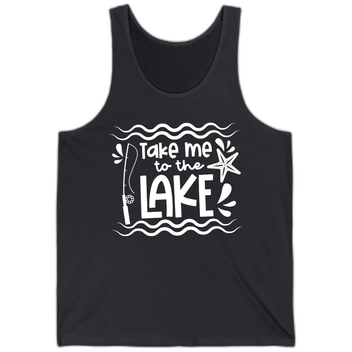 Take Me To The Lake Design Tank in Dark Grey