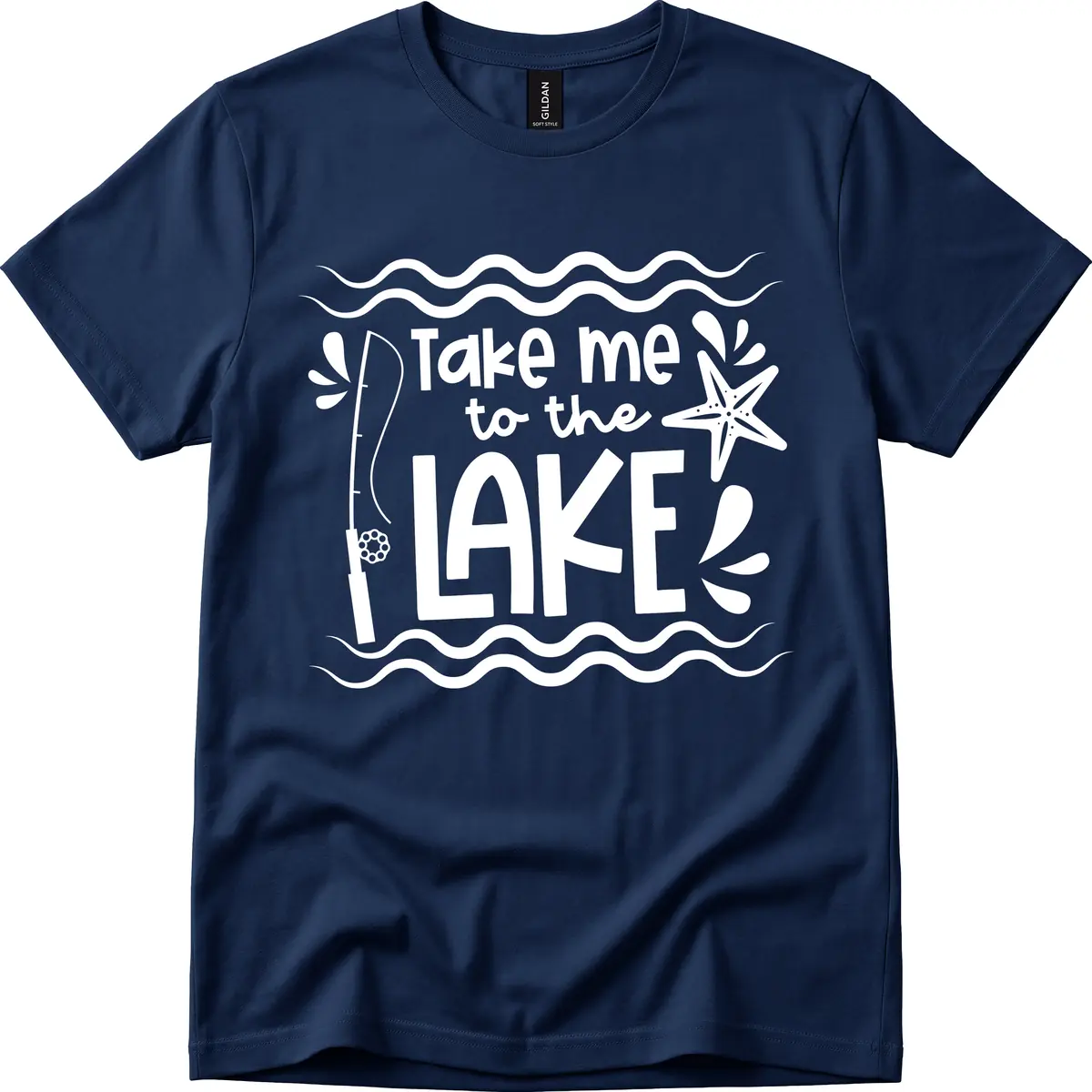 Take Me To The Lake Design T-Shirt in Navy