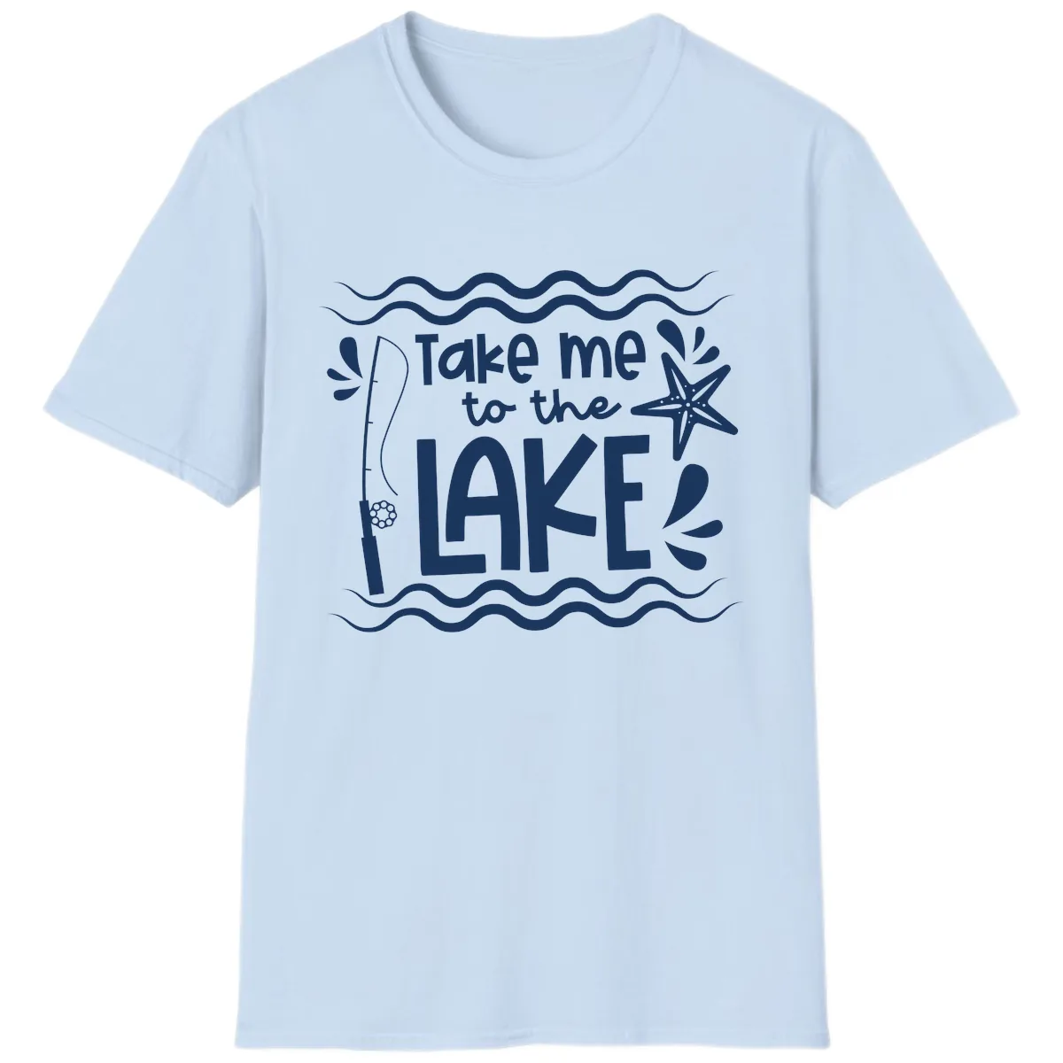 Take Me To The Lake Design T-Shirt in Light Blue