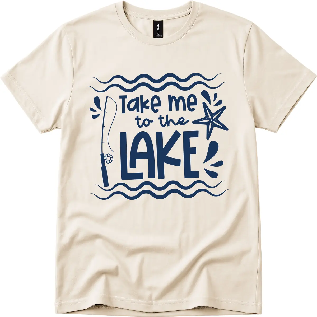Take Me To The Lake Design T-Shirt in Natural