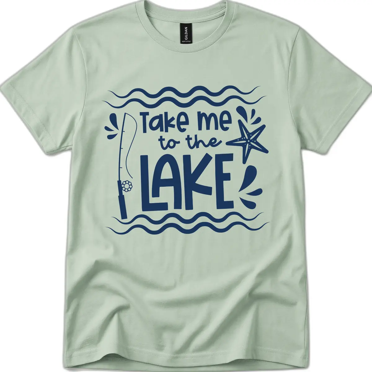 Take Me To The Lake Design T-Shirt in Sage
