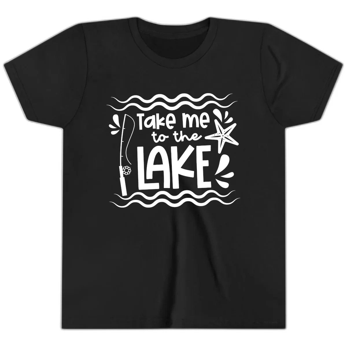 Take Me To The Lake Design Youth T-Shirt in Black