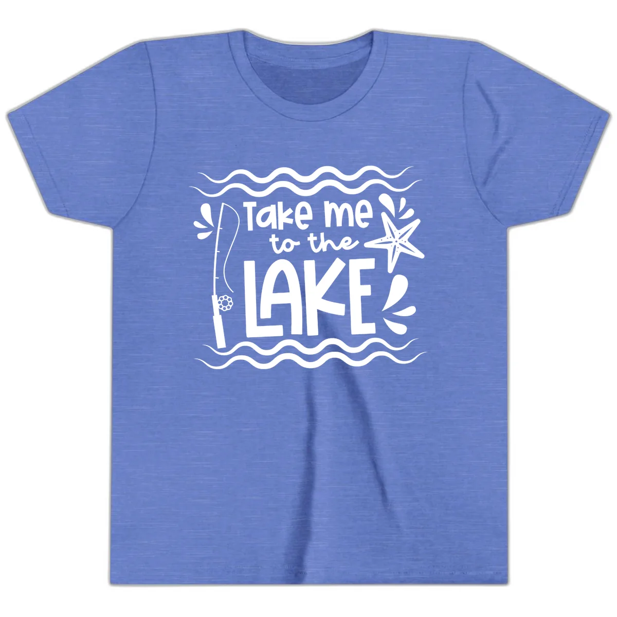 Take Me To The Lake Design Youth T-Shirt in Heather Columbia Blue