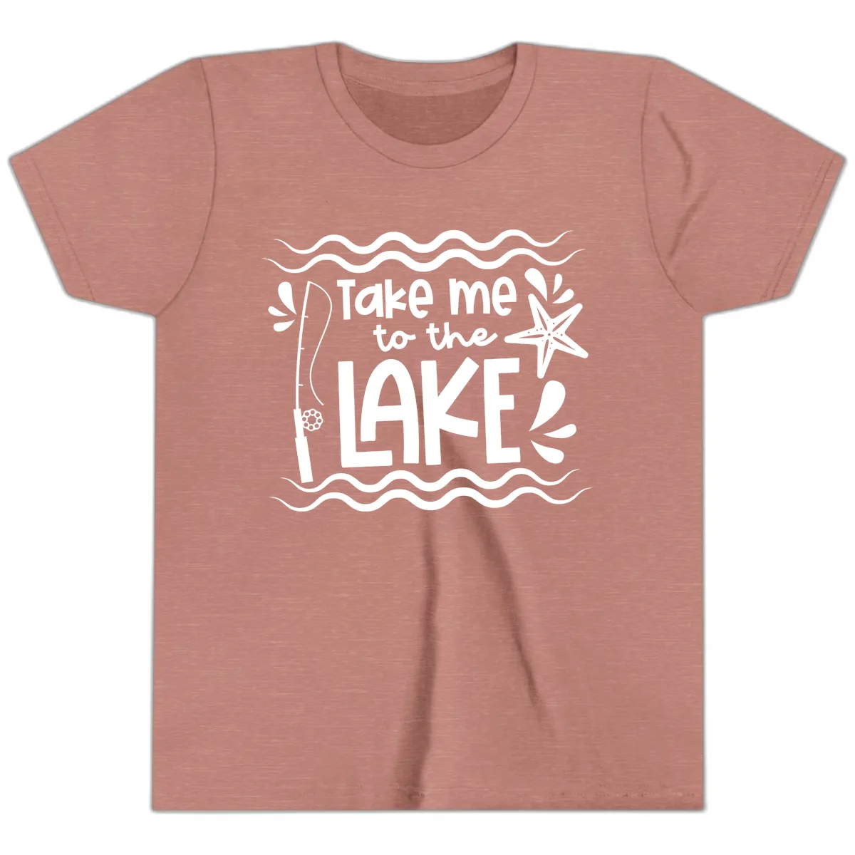 Take Me To The Lake Design Youth T-Shirt in Heather Mauve