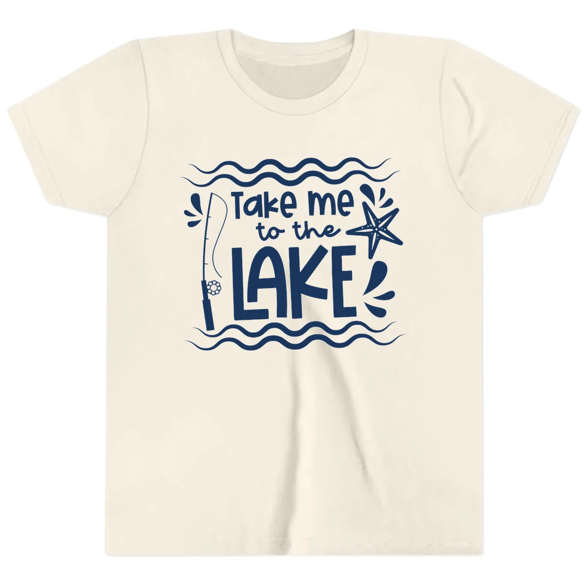 Take Me To The Lake Design Youth T-Shirt in Natural