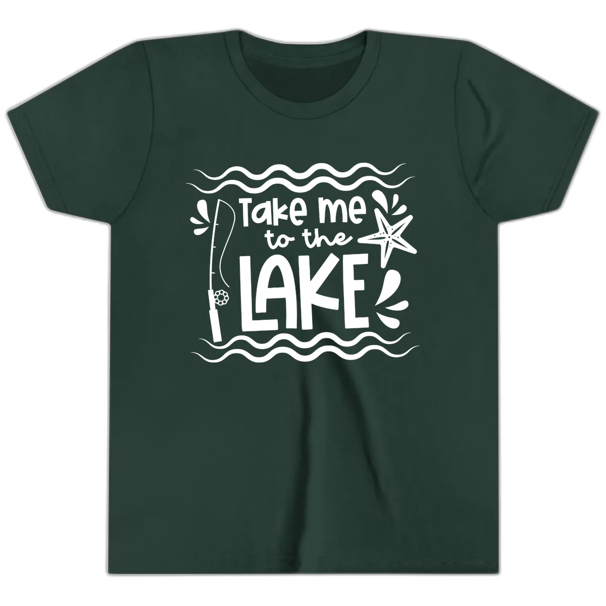 Take Me To The Lake Design Youth T-Shirt in Forest