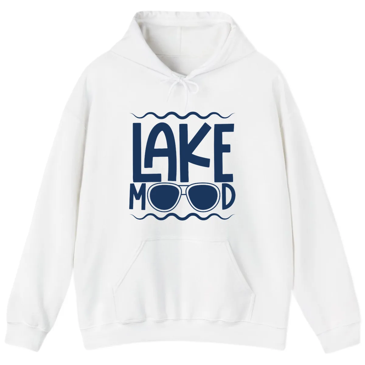 Lake Mood Sunglasses Design Hoodie in White