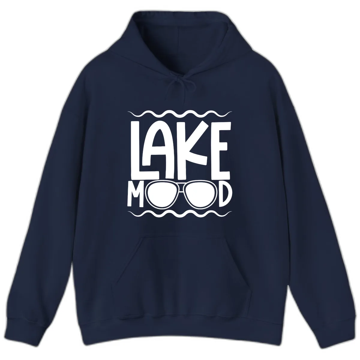 Lake Mood Sunglasses Design Hoodie in Navy