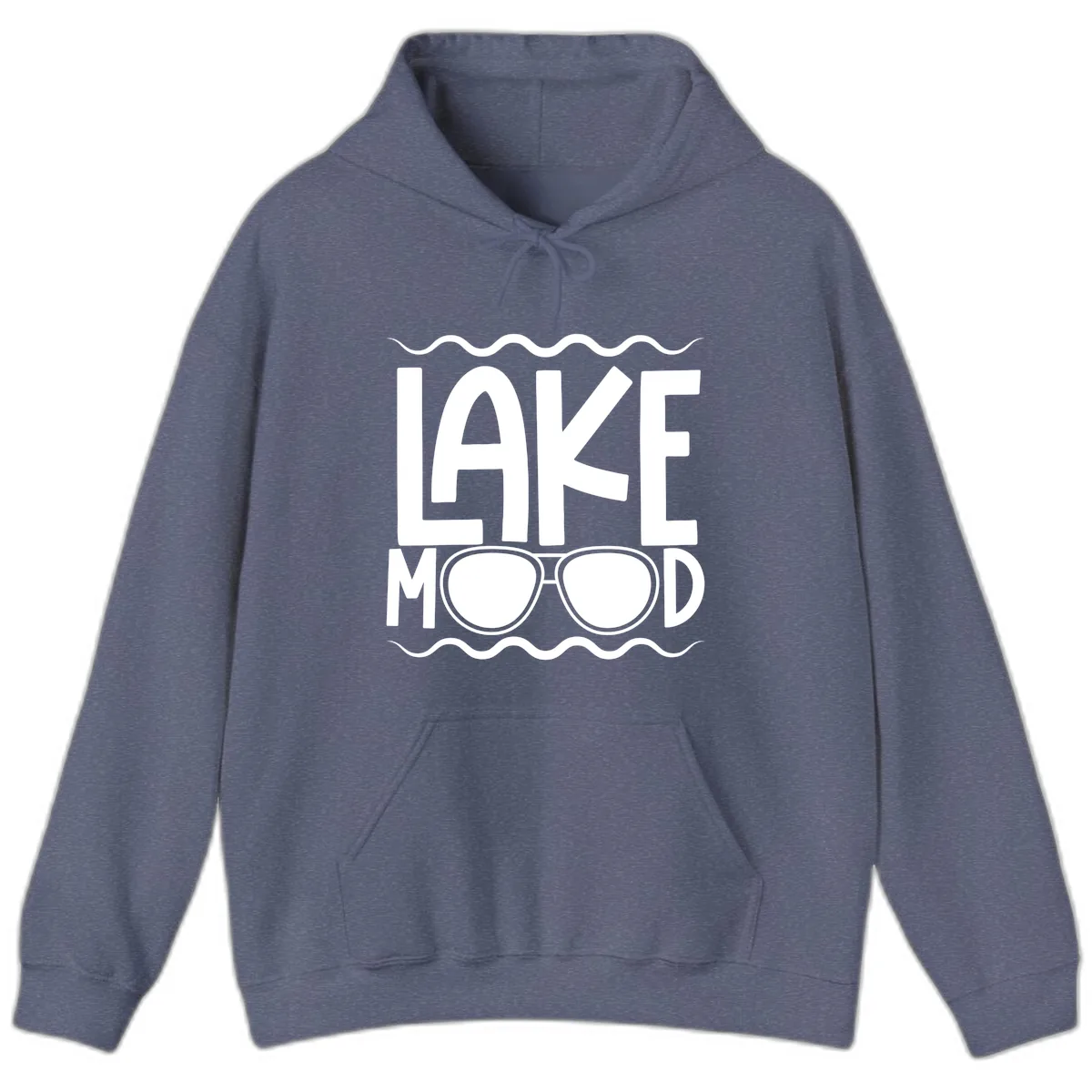 Lake Mood Sunglasses Design Hoodie in Heather Navy