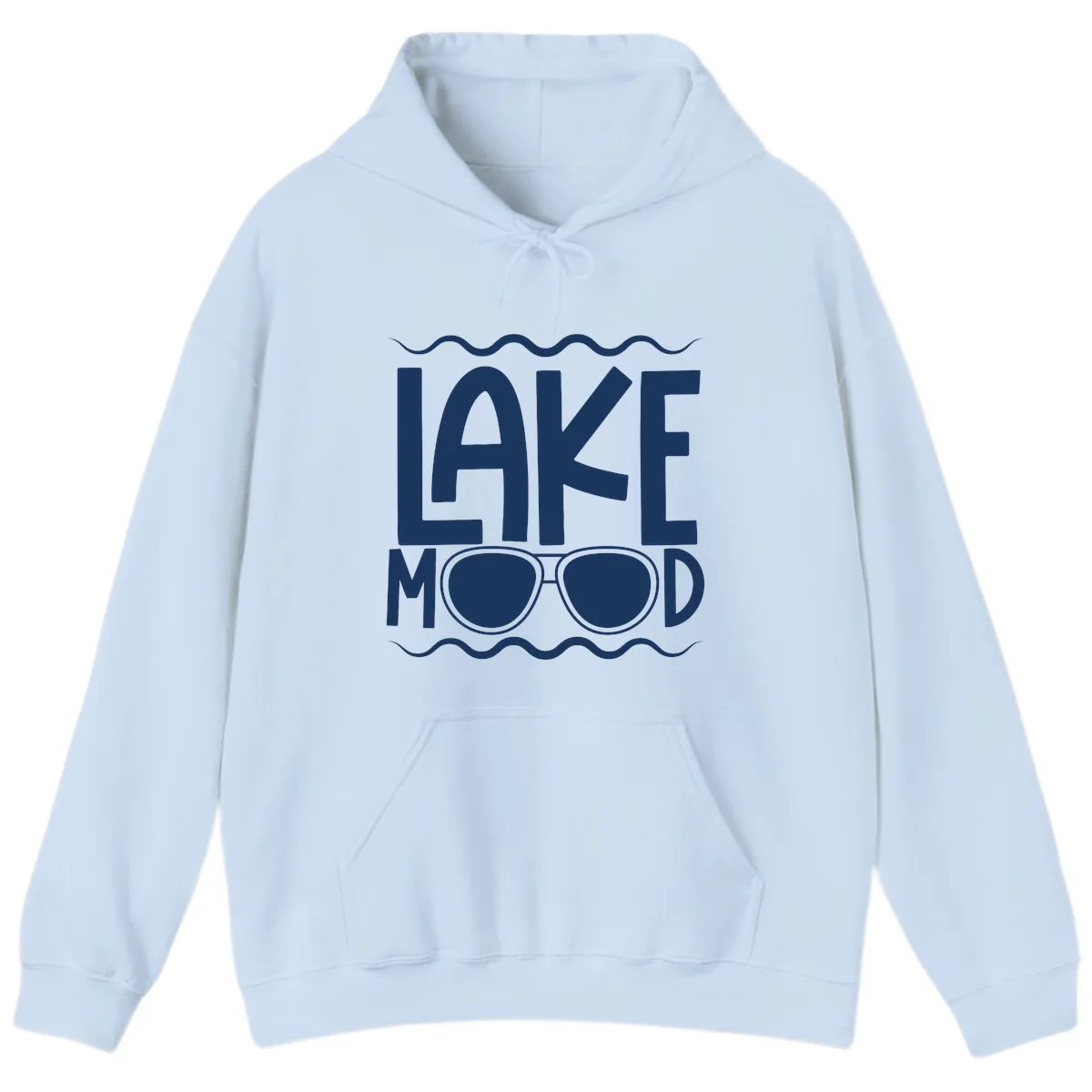 Lake Mood Sunglasses Design Hoodie in Light Blue
