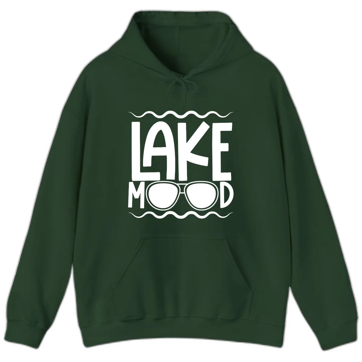 Lake Mood Sunglasses Design Hoodie in Forest Green