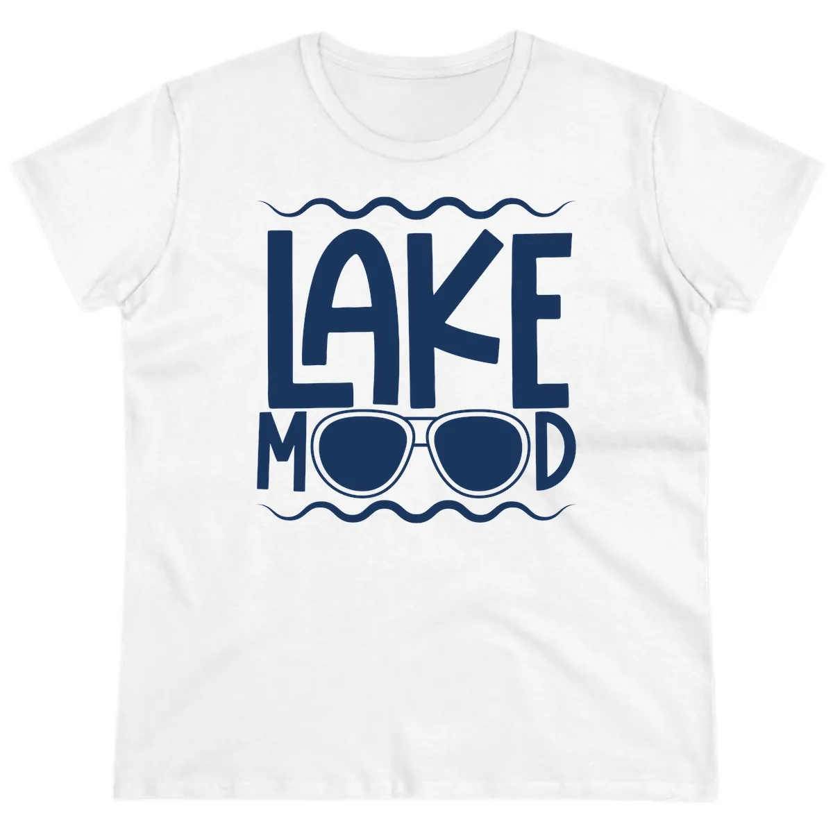 Lake Mood Sunglasses Design Ladies Tee in White